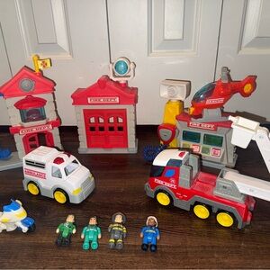 Fire Department Action Playset with Vehicles and Figures